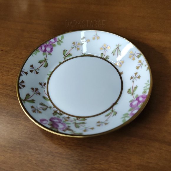 Vintage Limoges France Floral Print Demitasse Teacup and Saucer - Picture 5 of 10